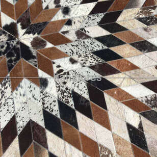 Yuvarlak Özel Tasarım Deri Patchwork Halı (3)