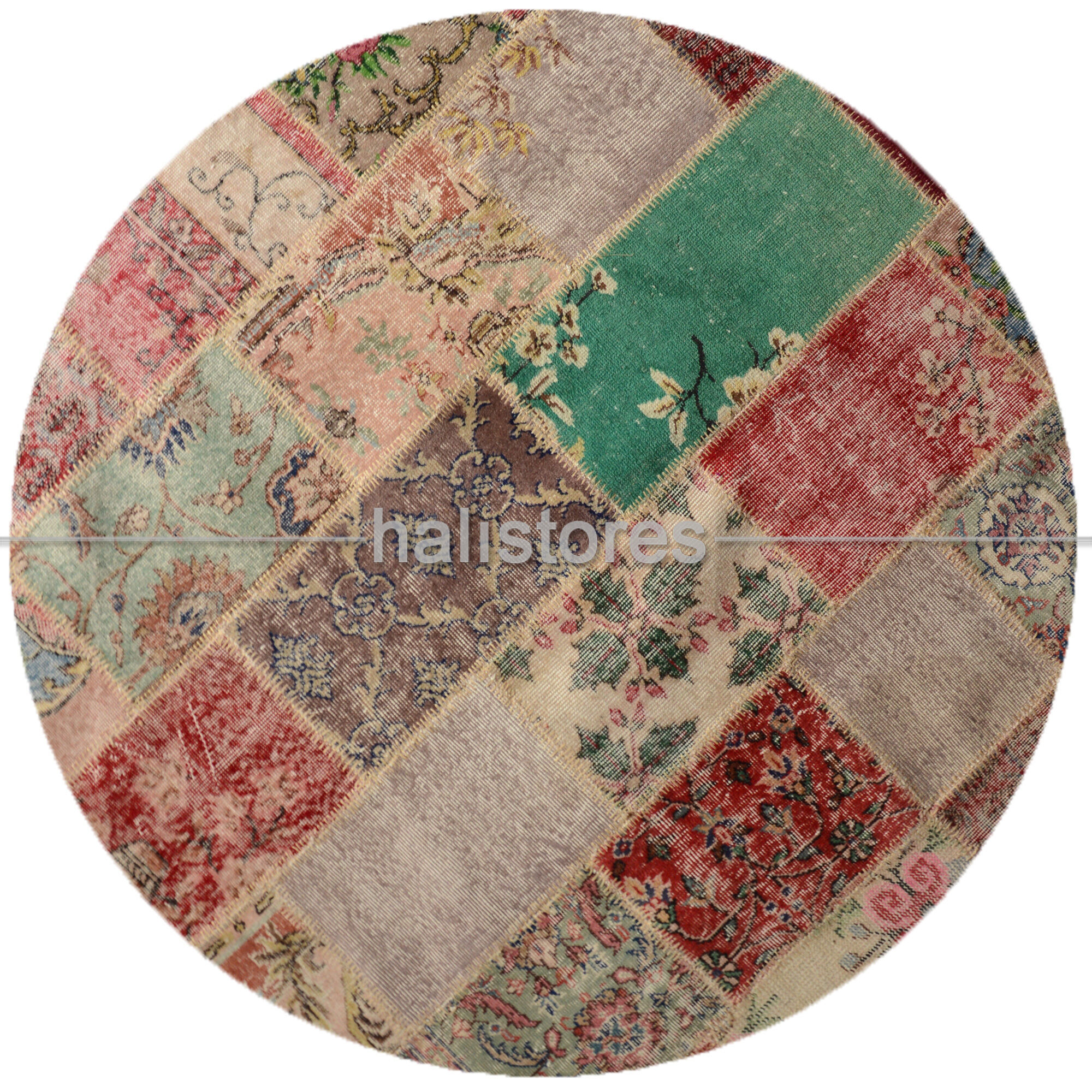 Yuvarlak Patchwork El Halısı Cross Multi Naturel