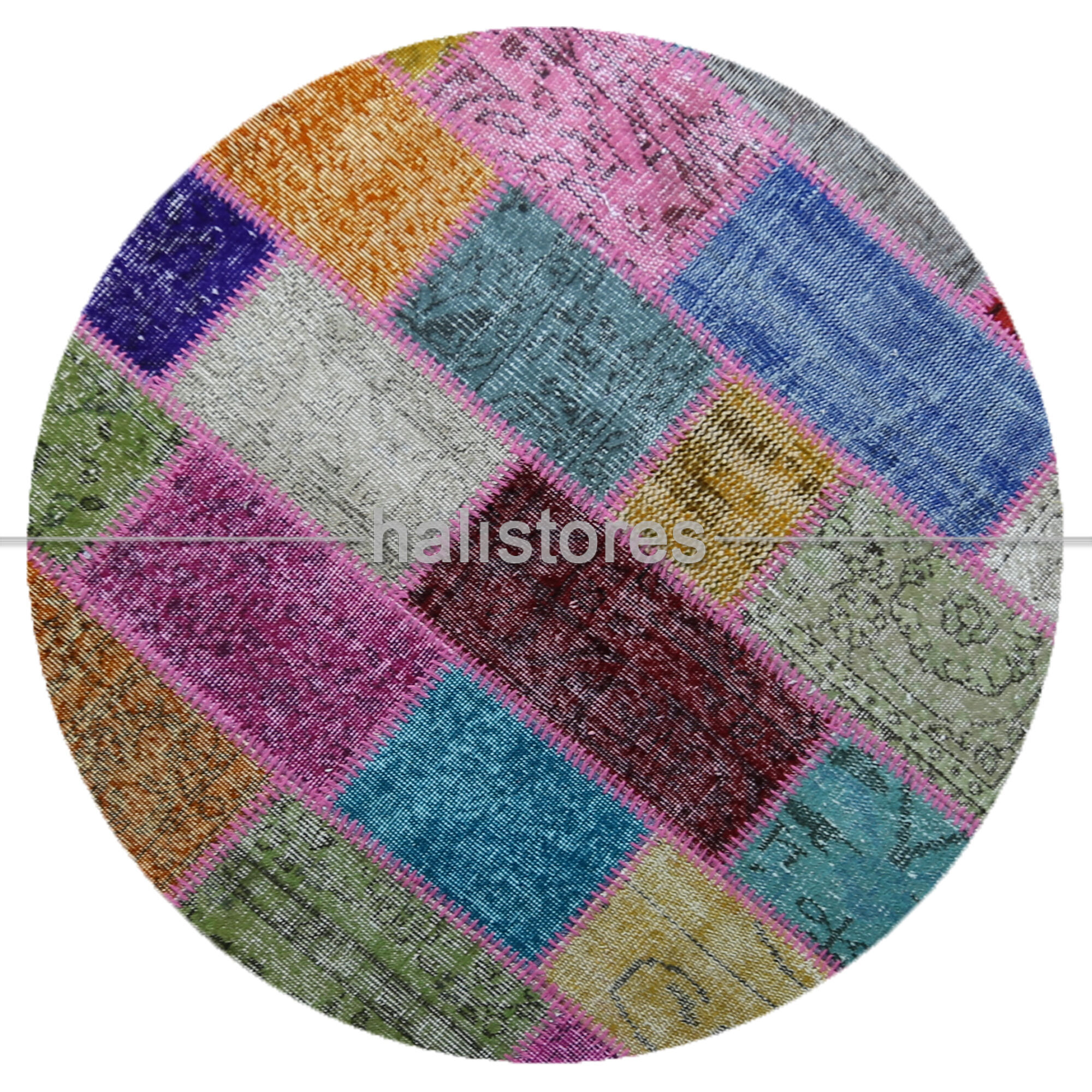 Yuvarlak Patchwork El Halısı Cross Multi