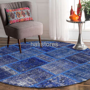 Yuvarlak Patchwork Halı Cross Lacivert (2)