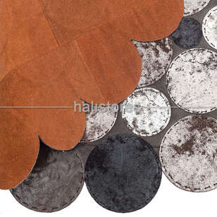Yuvarlak Varaklı Deri Patchwork Halı (4)