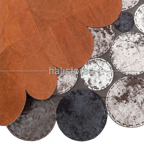 Yuvarlak Varaklı Deri Patchwork Halı - 4