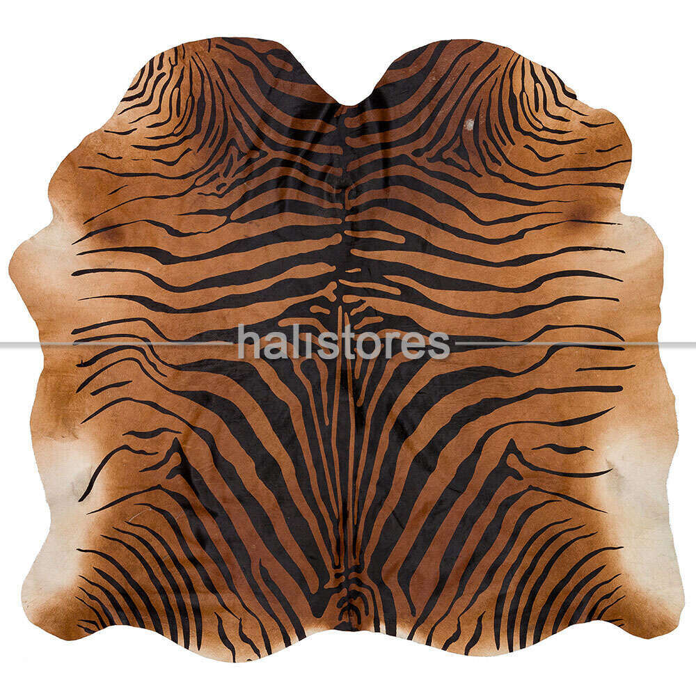 Zebra Kahve Deri Halı 29417