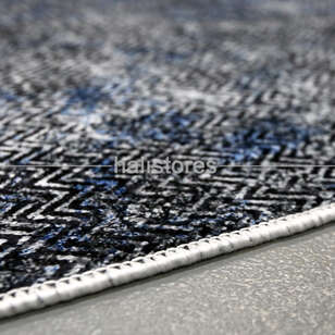 Zigzag Detaylı Gri Yuvarlak Halı Zen (3)